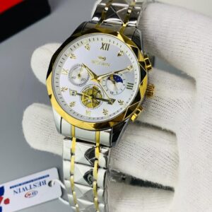 (BESTWIN CHRONOGRAPH TWO_TONE CHAIN WITH WHITE DIAL )