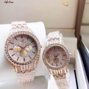 LUXURY STONE COUPLE WATCH (ROSE GOLD)