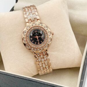 TITAN LADIES WATCH (GOLDEN CHAIN WITH BLACK DIAL)