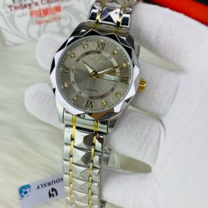 HOURSLY DAY AND DATE WORKING ( TWO TONE CHAIN WITH GREY DIAL)