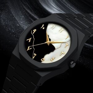 AURA WATCH (BLACK CHAIN BLACK WHITE DIAL)