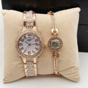 LADIES WATCH + BRACELET (ROSE GOLD)