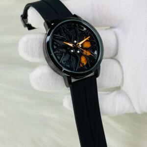 Tankre rotating dial watch ( black strap with orange dial🟠)