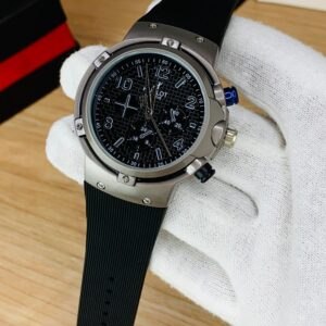 HB Spider (Black strap with silver black dial)