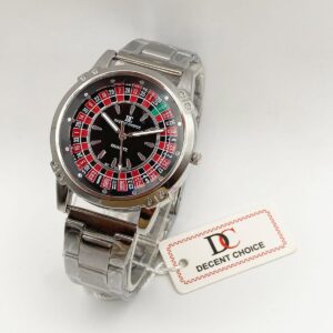 Decent choice watch ( silver chain with red black dial)