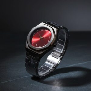 AURA ( BLACK CHAIN WITH RED DIAL)