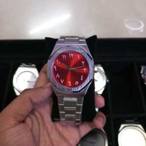 AURA ( SILVER CHAIN WITH RED DIAL)