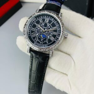 BOPHIER (BLACK STRAP WITH SILVER BLACK DIAL)