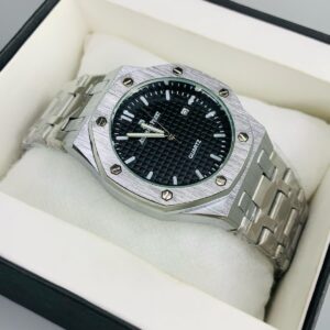 AP AA+ (SILVER CHAIN WITH BLACK DIAL)