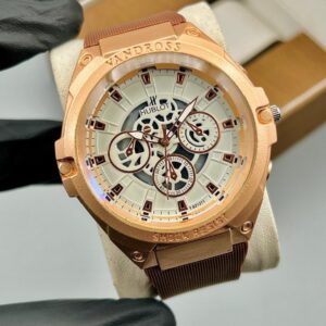 HB Sports ( Brown Strap With Golden White Dial )