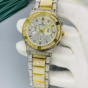 HB Stone ( Golden Twotone Chain Golden White Dial )