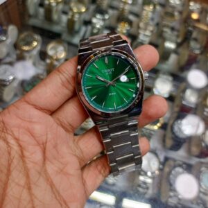 tissot (silver chain with green dial)