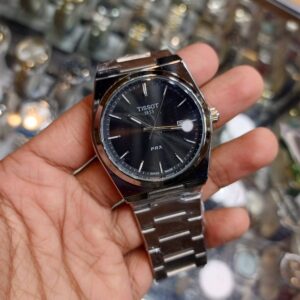 tissot (silver chain with black dial)