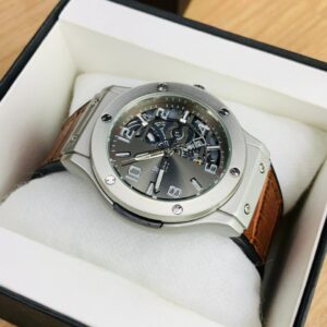 Hb (brown strap with silver dial)