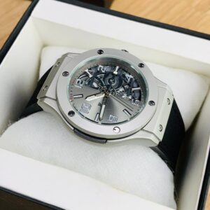 Hb (black strap with silver dial)